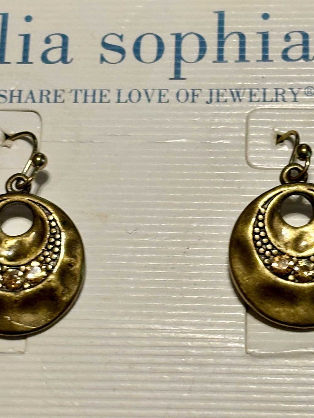 Lia Sophia Gold-Tone Crescent Drop Earrings with Textured Discs